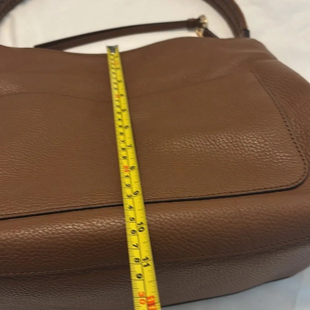 MICHAEL Michael Kors pebbled Leather Large Hobo Shoulder Bag brown gold accents - Picture 13 of 14